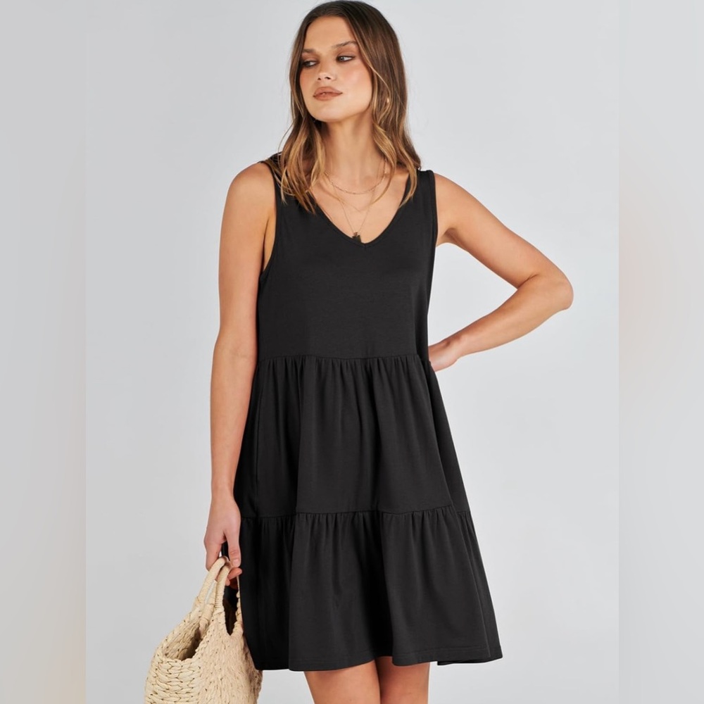 ANRABESS Womens Casual Tank Dress Sleeveless V Neck T Shirt Sundress Medium - Picture 2 of 11